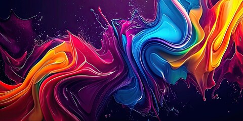 Abstract chromatic symphony. Captivating painting unleashes kaleidoscope of colors merging water ink techniques to form vibrant and dynamic composition perfect for bold decorative statements