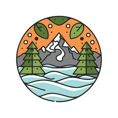 A sticker logo combining elements of nature