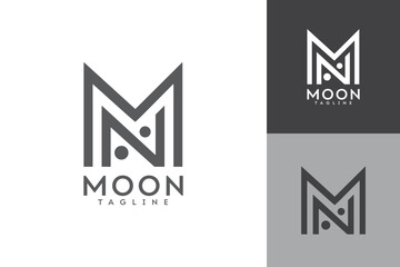 Moon monogram logo design, initial letter MN - obrazy, fototapety, plakaty