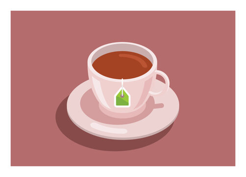 Tea cup with cap and lid. Simple flat illustration