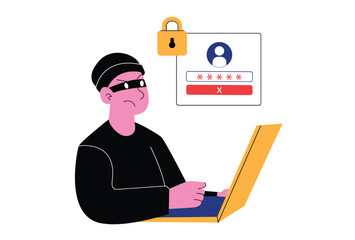 Data Security Concept Illustration. Hacker Try to Access Data Security Illustration