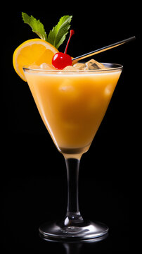 Vertical image of screwdriver cocktail with orang
