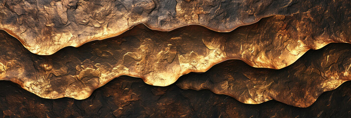 a copper, gold wall with ripples and waves, generative AI