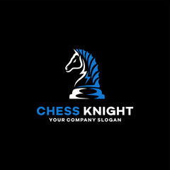 Chess knight logo design vector - obrazy, fototapety, plakaty