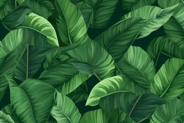 Pattern of banana leaves as a background for your graphic design. Generative AI - obrazy, fototapety, plakaty