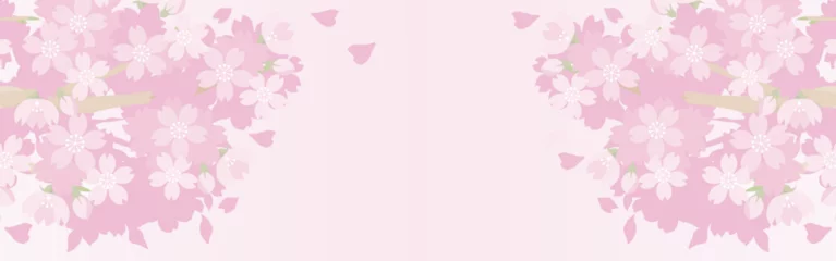 Foto op Plexiglas バナー　春　さくら　桜　花　フレーム　背景　コピースペース　イラスト素材 © ribbon_s