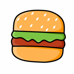 Big burger with fast food sesame, on white background