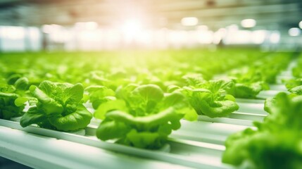 Rows of healthy, green lettuce sprouting from nutrientrich aeroponic towers, a prime example of soilless culture techniques successfully utilized in dry, arid regions. - obrazy, fototapety, plakaty