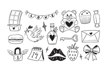 Valentine Hand Drawn Doodle Illustration Set