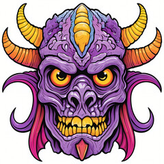 Fototapeta premium Devil mask illustration for tattoo sticker t shirt design print