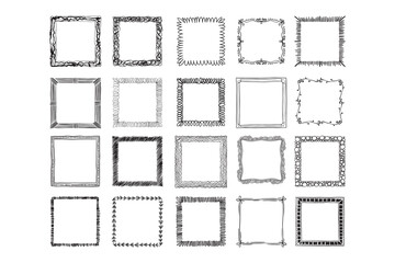 Square Frames Hand Drawn Illustration Set