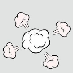 Comic style speed element. Cloud of bad smell smoke isolated on white background