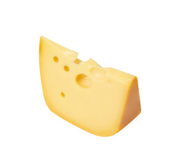 Piece of cheese on a white