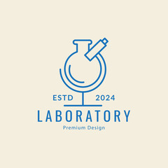 laboratory logo  microscope  line art  vector icon  minimalist symbol design