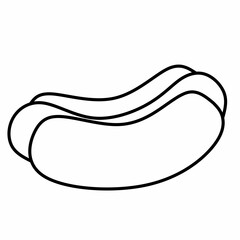 Hot dog line icon. Bun with sausage vector line sign. On a white background