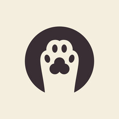 pet logo  cat and dog paws in a circle pet shop  vector icon  minimalist symbol design