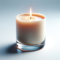 an aromatic candle, presented in a serene and elegant style, isolated on a pure white background
