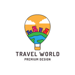 travel logo  hot air balloon  holiday  vector icon  minimalist symbol design