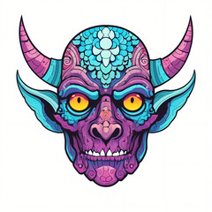 Devil mask illustration for tattoo sticker t shirt design print