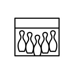 Pin bowling outline icons, minimalist vector illustration ,simple transparent graphic element .Isolated on white background