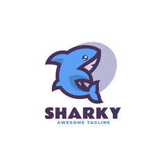 Vector Logo Illustration Shark Simple Mascot Style.