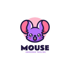 Vector Logo Illustration Mouse Mascot Cartoon Style.