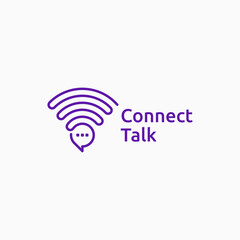 Vector Logo Illustration Connect Talk Line Art Style.