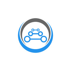 Blue railway modern logo design vector free 