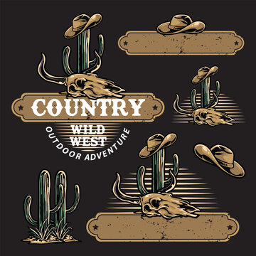 Cowboy label vintage illustration vector