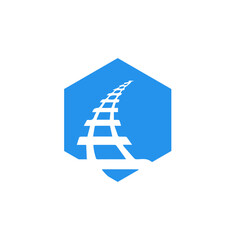 Blue railway modern logo design vector free 
