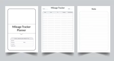 Fotobehang Editable Mileage Tracker Planner Kdp Interior printable template Design. © Majarul