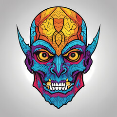 Devil mask illustration for tattoo sticker t shirt design print