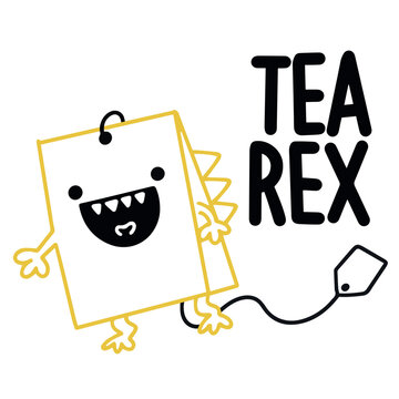 Cute design cartoon jokes tea rex illustration