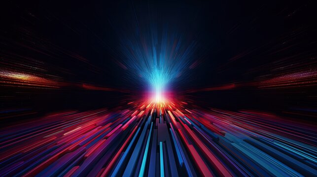 red and blue beams on a black background