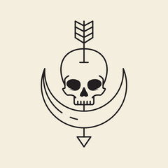 skull head logo  arrow vector icon symbol minimalist illustration design