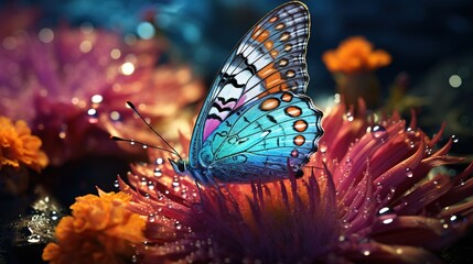 Close up view of beautiful  colorful butterfly 