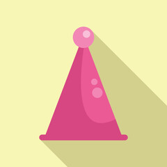 Funny party hat icon flat vector. Game decoration. Kid head covering