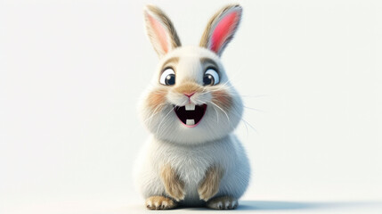 A charming animated rabbit with a surprised and excited expression, perfect for engaging children's...