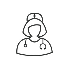 nurse with stethoscope line art