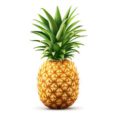 Isolated whole pineapple pieces on white background
