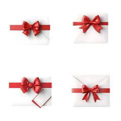 set of red bows with ribbons