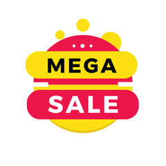 Mega sale, banner, label icon. Design for  open announcement or promotion. Flat vector sign.
