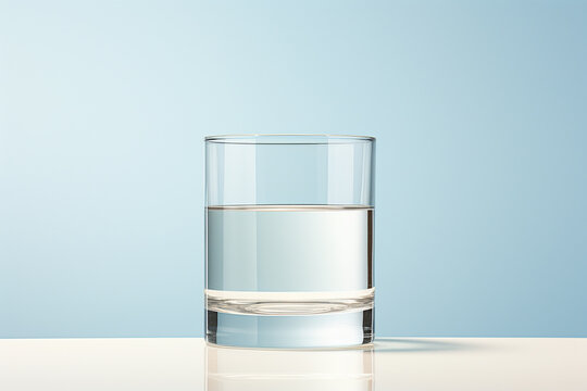 A visually striking portrayal of a crystal-clear glass cup with minimalist design, showcasing the harmonious blend of simplicity and clarity in modern drinkware.