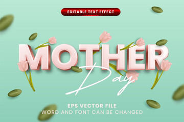 Mother's day celebration 3d editable vector text effect - obrazy, fototapety, plakaty