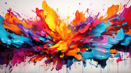 explosion of vibrant colors in abstract art - dynamic and vivid expressionism for modern home decor and design inspiration - obrazy, fototapety, plakaty
