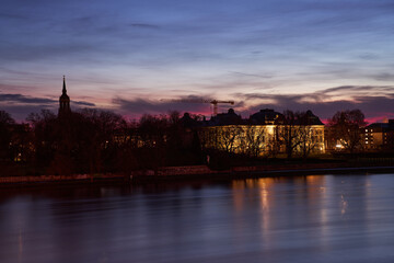 The Elbe river in Dresden at dawn, Germany