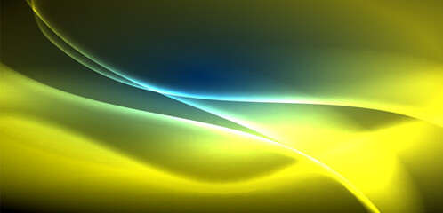Dynamic waves in ethereal glow of neon lights. Concept merges fluidity of motion with vibrant allure of neon, crafting entrancing backdrop that embodies both vitality and futuristic sophistication