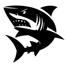 a minimal angry shark vector flat illustration silhouette