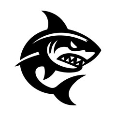 a minimal angry shark vector flat illustration silhouette