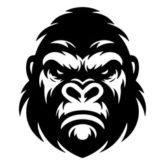 angry Gorilla howling face logo silhouette vector, black color silhouette
